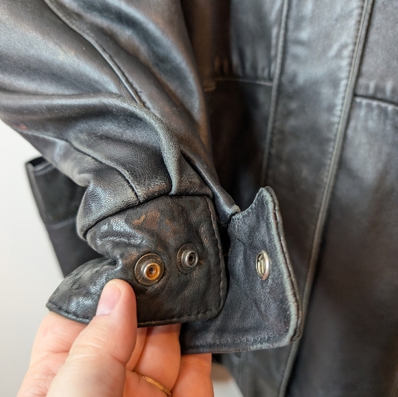 Braemar 80s Vintage Black Leather Feminine Biker Jacket Womens Small - Picture 5 of 13